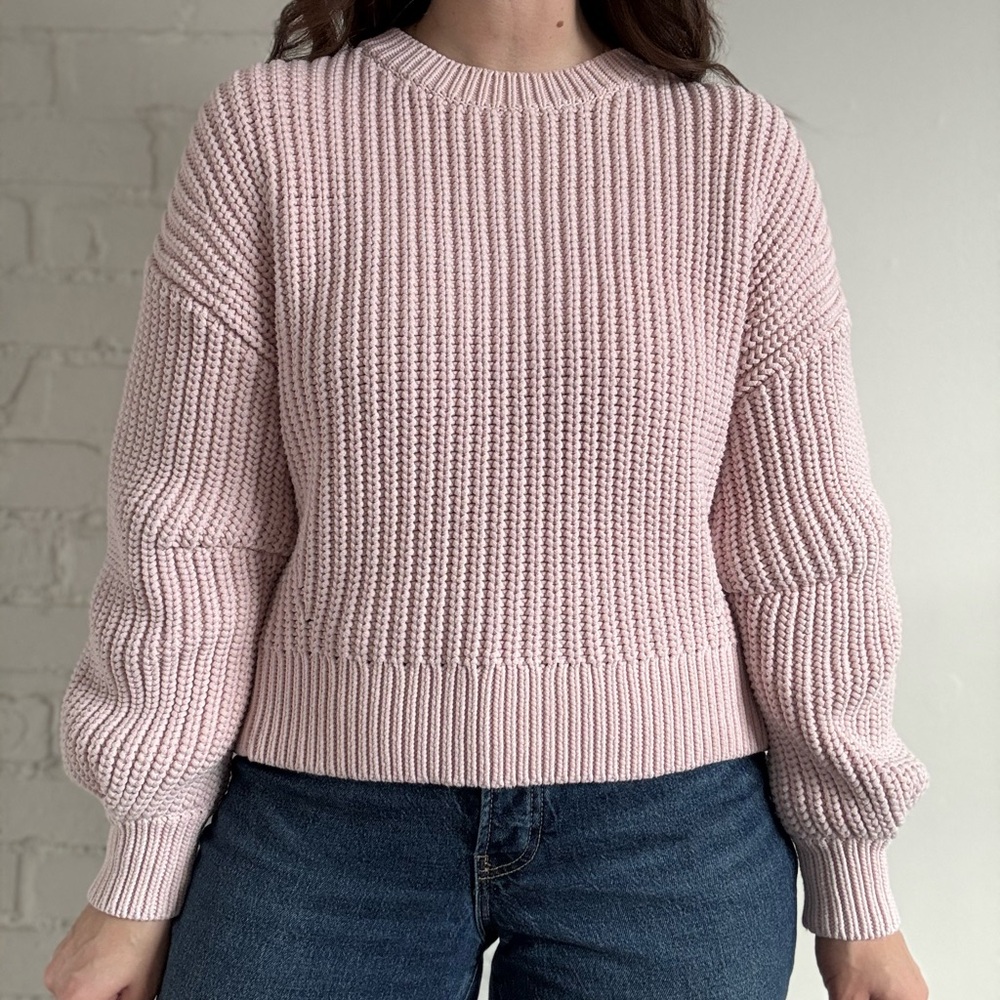 Banana Republic Women’s Cozy Chunky Cotton Pink Knit Sweater Size Medium